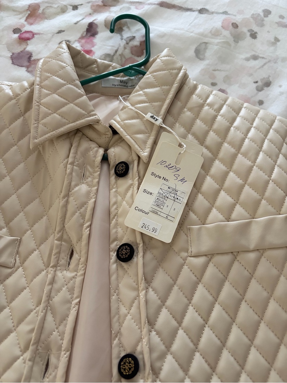 Quilted Cream Jacket with Button Front